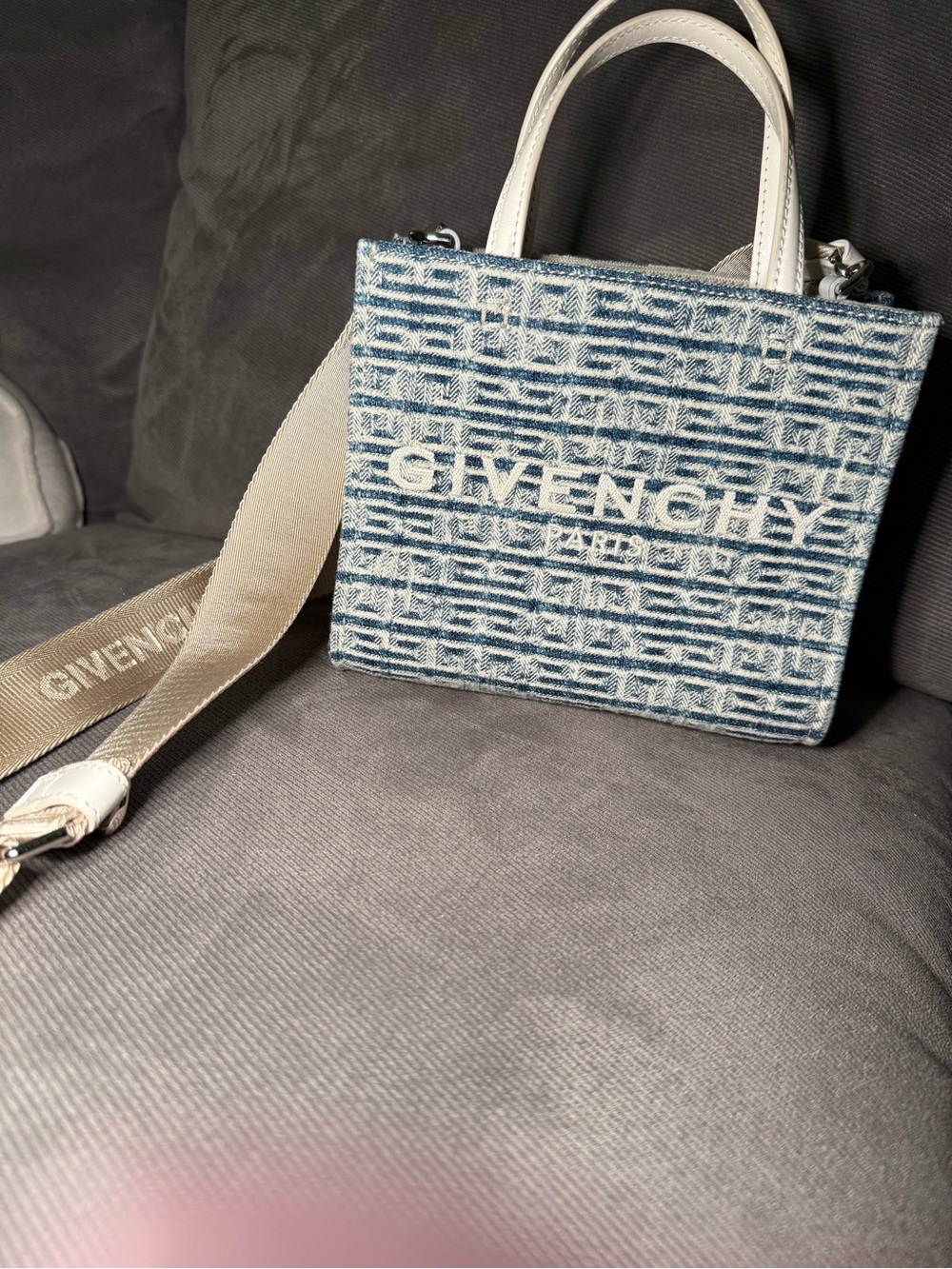 Givenchy Blue and Cream Mini Crossbody Tote